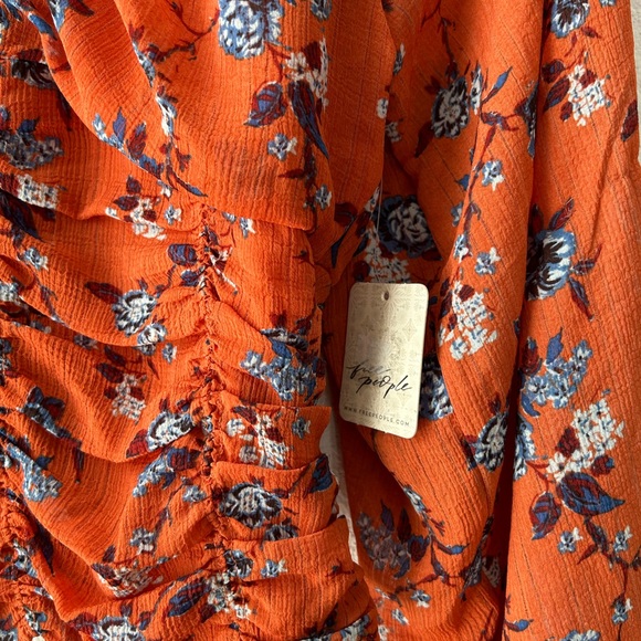 NWT Free People Final Rose V neck Blouse Rust Combo XS - Picture 5 of 10